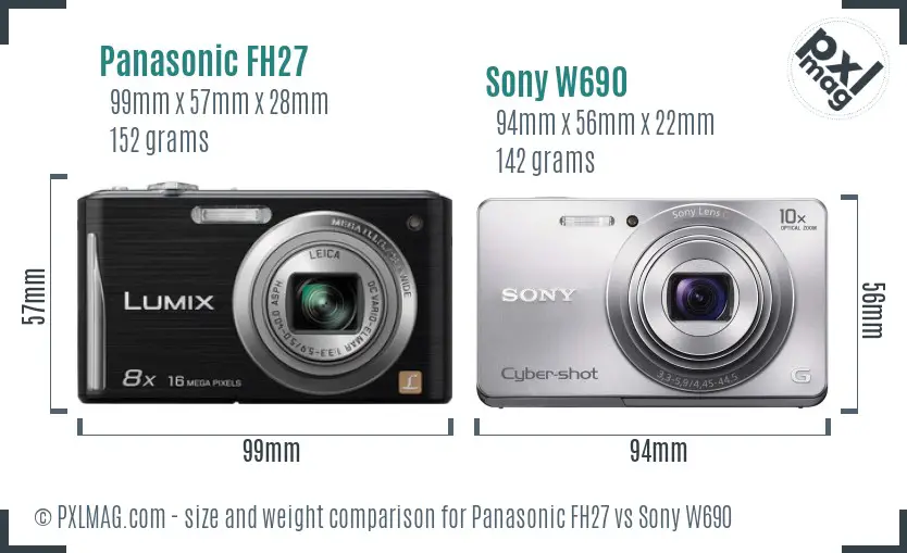 Panasonic FH27 vs Sony W690 size comparison