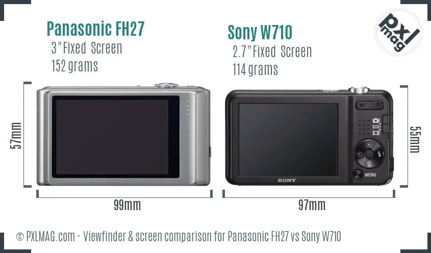 Panasonic FH27 vs Sony W710 Screen and Viewfinder comparison