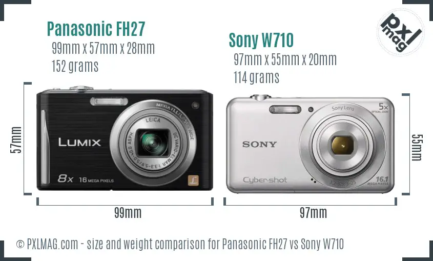 Panasonic FH27 vs Sony W710 size comparison