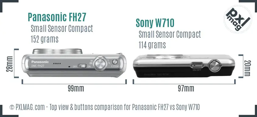 Panasonic FH27 vs Sony W710 top view buttons comparison