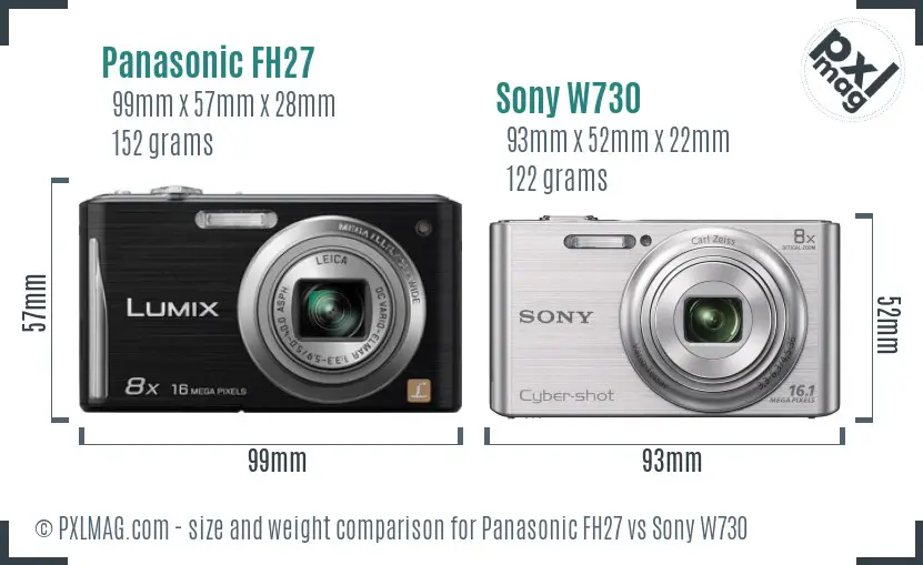 Panasonic FH27 vs Sony W730 size comparison