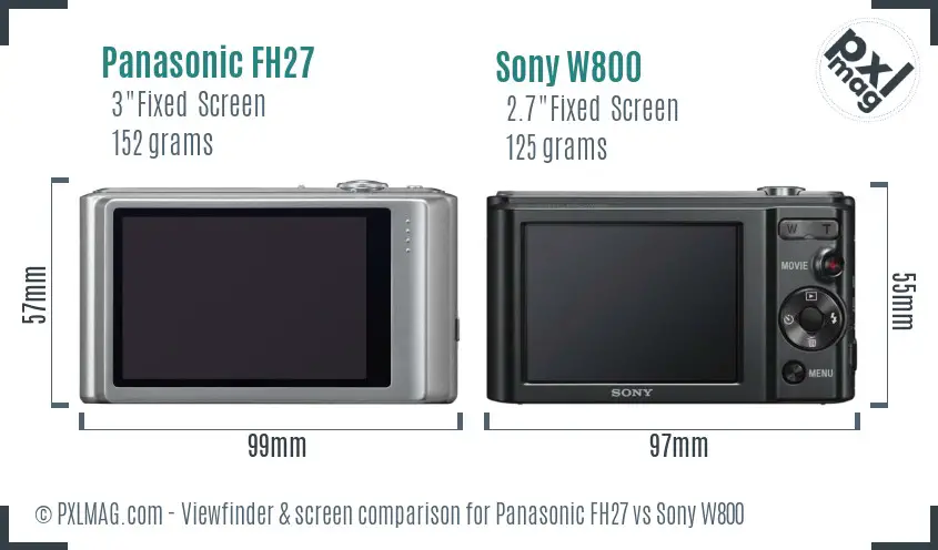 Panasonic FH27 vs Sony W800 Screen and Viewfinder comparison