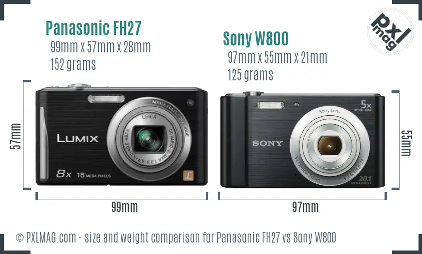 Panasonic FH27 vs Sony W800 size comparison