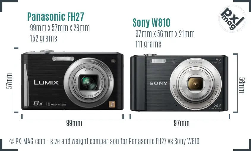 Panasonic FH27 vs Sony W810 size comparison