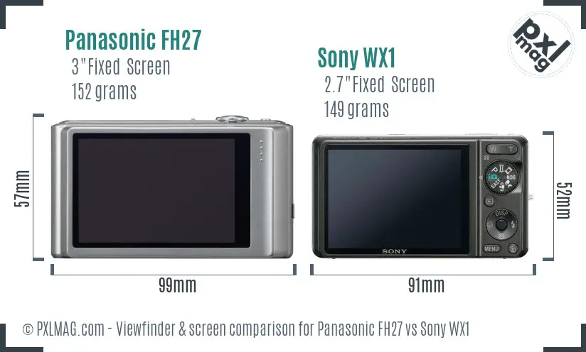 Panasonic FH27 vs Sony WX1 Screen and Viewfinder comparison