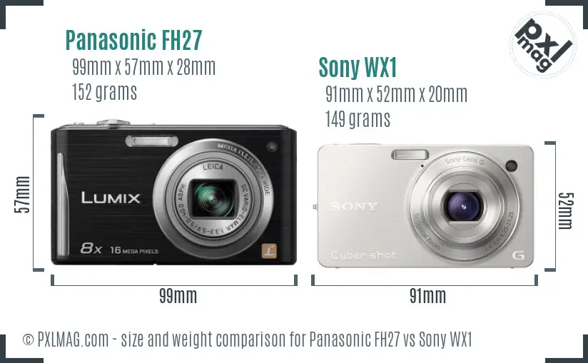 Panasonic FH27 vs Sony WX1 size comparison