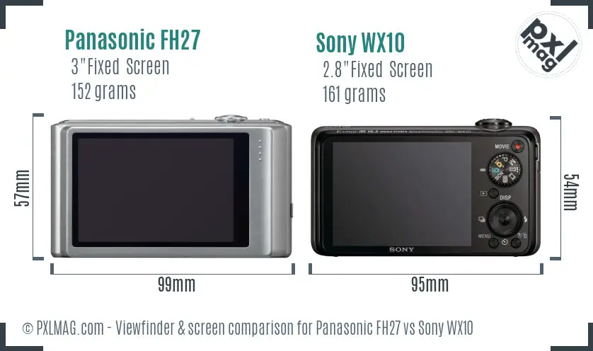 Panasonic FH27 vs Sony WX10 Screen and Viewfinder comparison