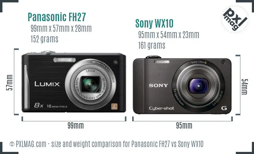 Panasonic FH27 vs Sony WX10 size comparison