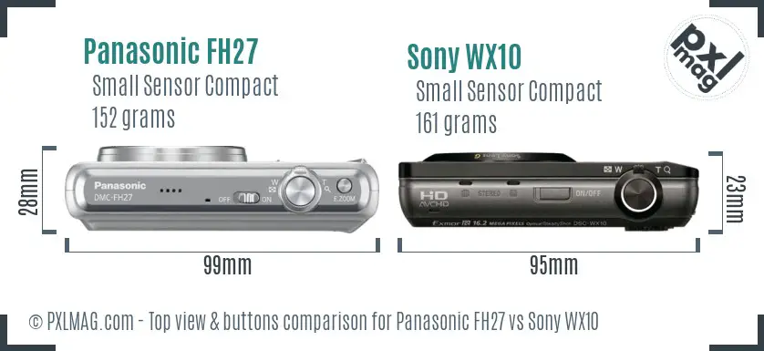 Panasonic FH27 vs Sony WX10 top view buttons comparison