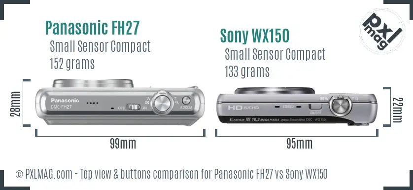 Panasonic FH27 vs Sony WX150 top view buttons comparison