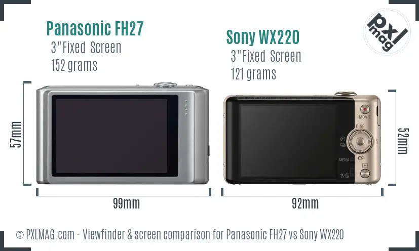 Panasonic FH27 vs Sony WX220 Screen and Viewfinder comparison