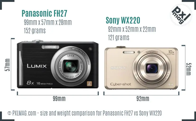 Panasonic FH27 vs Sony WX220 size comparison