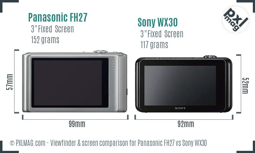Panasonic FH27 vs Sony WX30 Screen and Viewfinder comparison