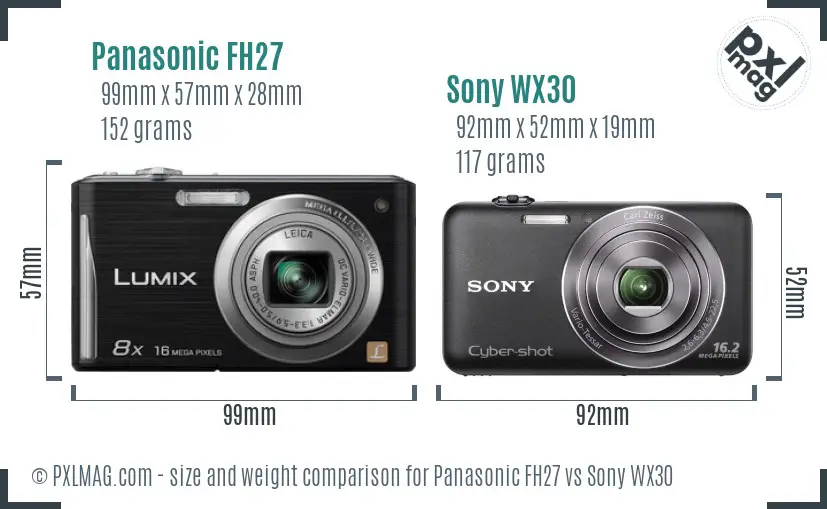 Panasonic FH27 vs Sony WX30 size comparison