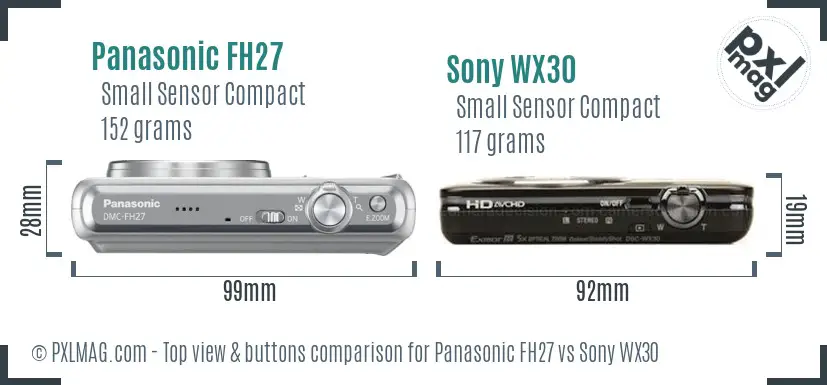 Panasonic FH27 vs Sony WX30 top view buttons comparison