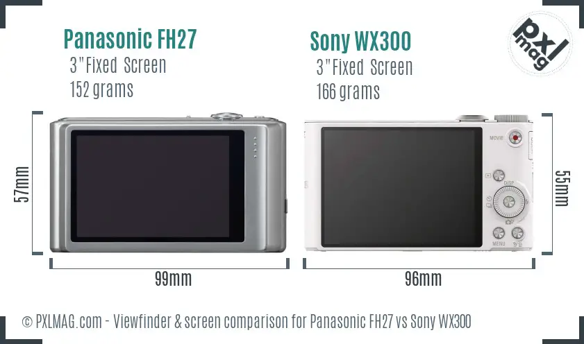 Panasonic FH27 vs Sony WX300 Screen and Viewfinder comparison