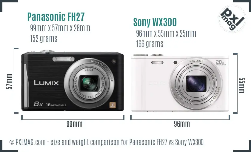 Panasonic FH27 vs Sony WX300 size comparison