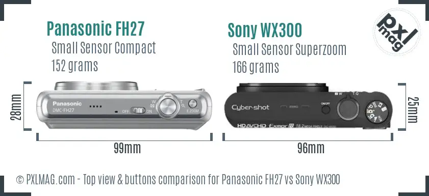Panasonic FH27 vs Sony WX300 top view buttons comparison