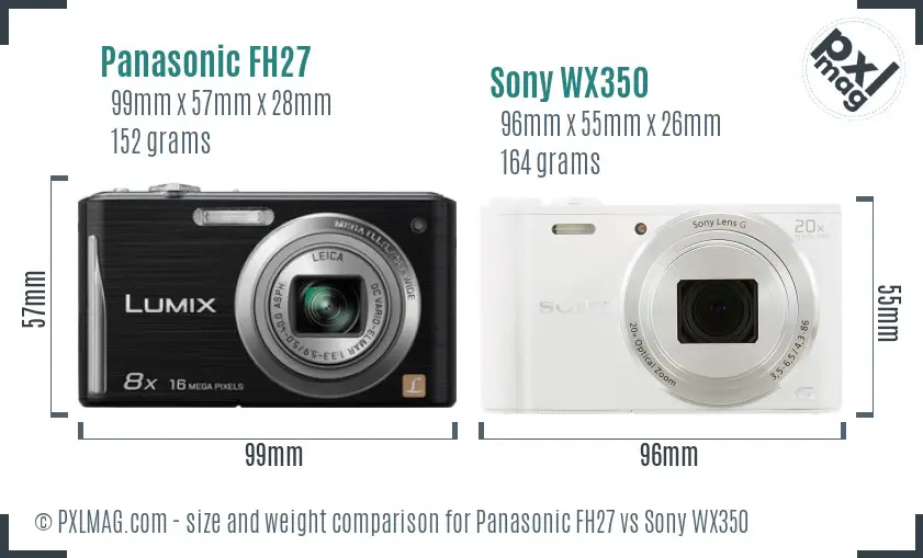 Panasonic FH27 vs Sony WX350 size comparison