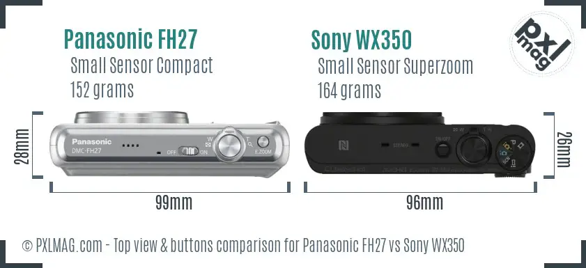 Panasonic FH27 vs Sony WX350 top view buttons comparison
