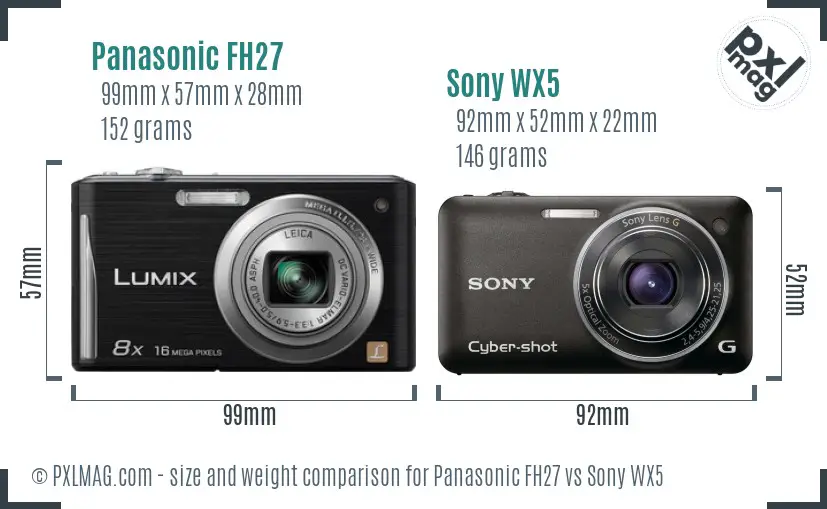 Panasonic FH27 vs Sony WX5 size comparison