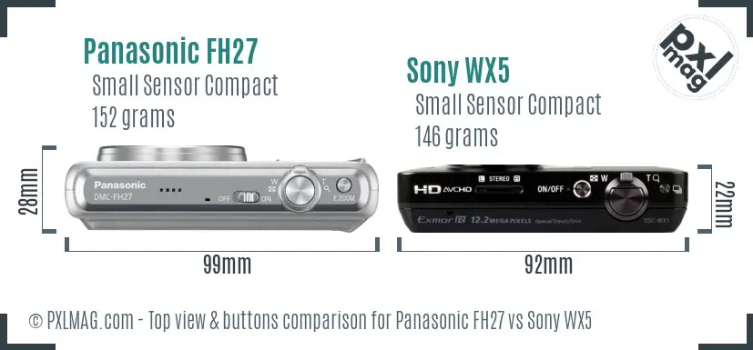 Panasonic FH27 vs Sony WX5 top view buttons comparison
