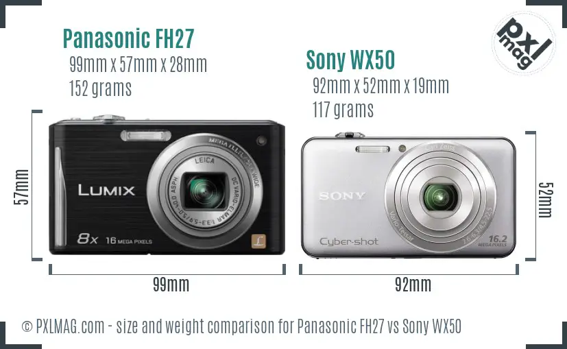 Panasonic FH27 vs Sony WX50 size comparison