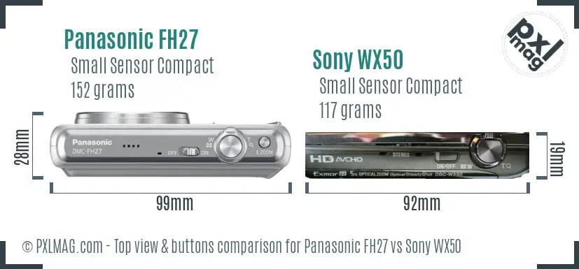 Panasonic FH27 vs Sony WX50 top view buttons comparison