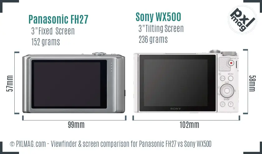 Panasonic FH27 vs Sony WX500 Screen and Viewfinder comparison