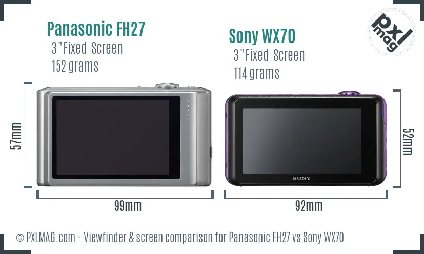 Panasonic FH27 vs Sony WX70 Screen and Viewfinder comparison