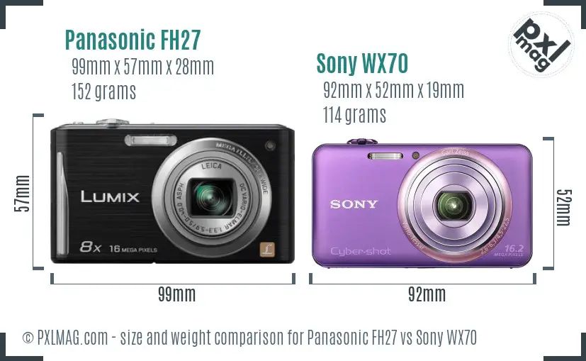 Panasonic FH27 vs Sony WX70 size comparison