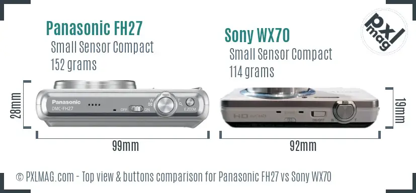 Panasonic FH27 vs Sony WX70 top view buttons comparison