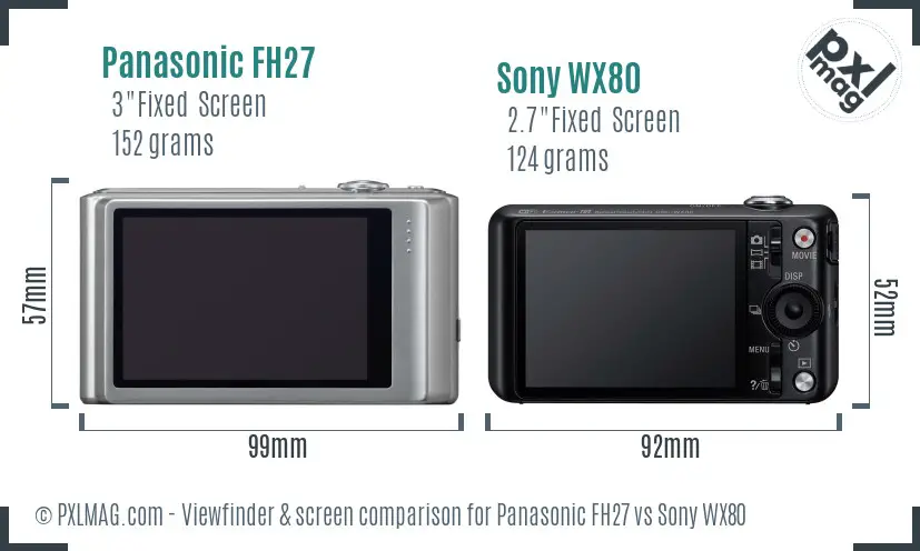 Panasonic FH27 vs Sony WX80 Screen and Viewfinder comparison