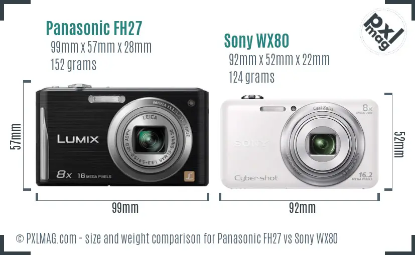 Panasonic FH27 vs Sony WX80 size comparison