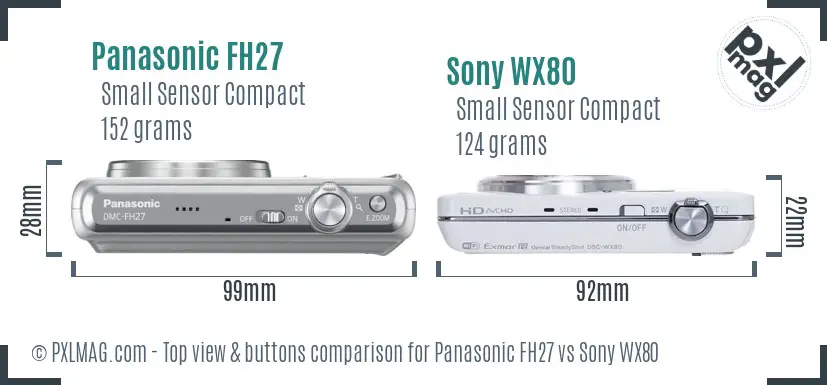 Panasonic FH27 vs Sony WX80 top view buttons comparison