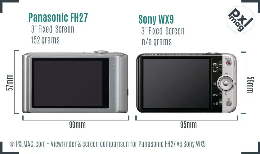 Panasonic FH27 vs Sony WX9 Screen and Viewfinder comparison