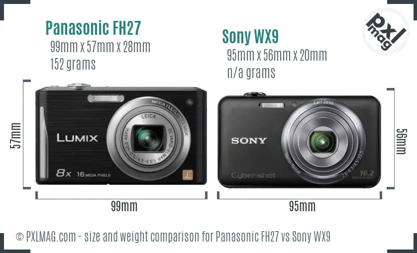 Panasonic FH27 vs Sony WX9 size comparison