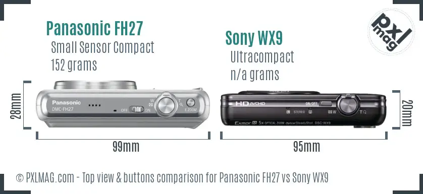 Panasonic FH27 vs Sony WX9 top view buttons comparison