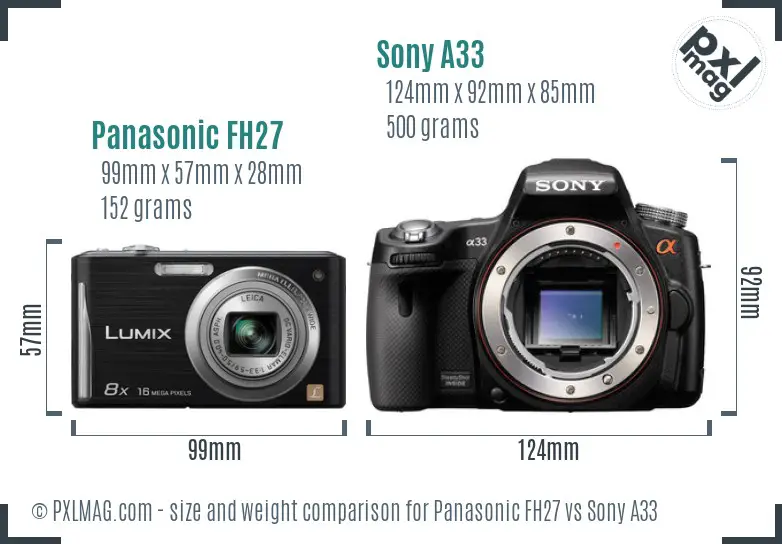 Panasonic FH27 vs Sony A33 size comparison