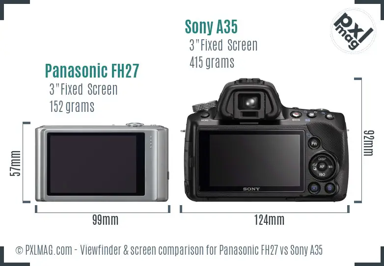 Panasonic FH27 vs Sony A35 Screen and Viewfinder comparison