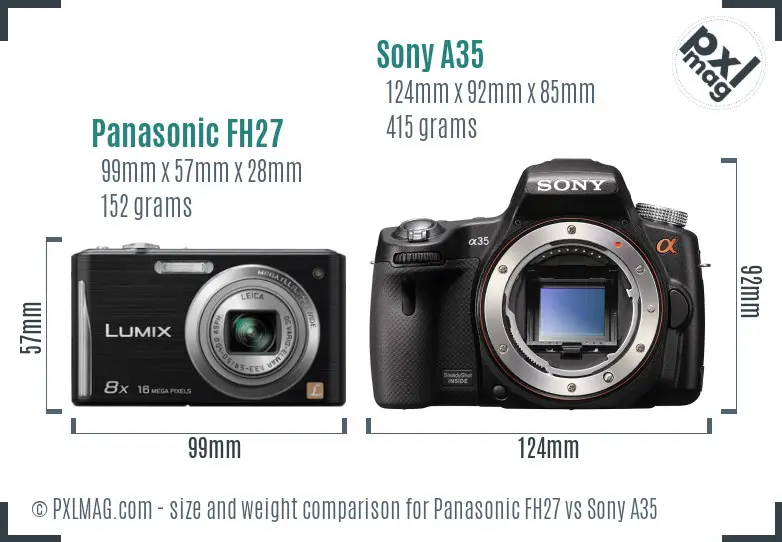Panasonic FH27 vs Sony A35 size comparison