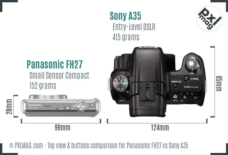 Panasonic FH27 vs Sony A35 top view buttons comparison