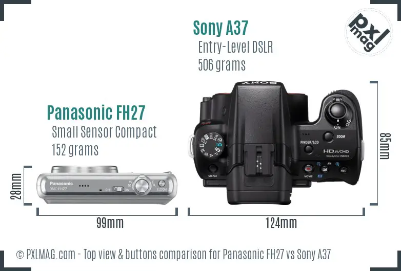 Panasonic FH27 vs Sony A37 top view buttons comparison