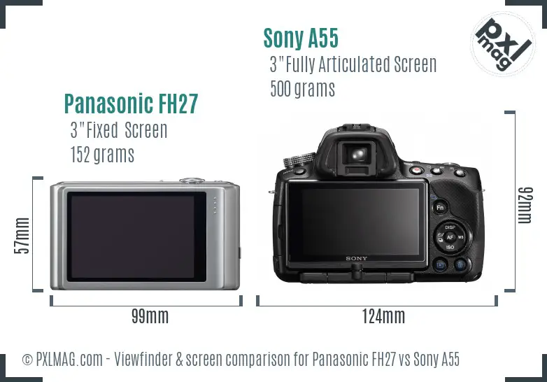 Panasonic FH27 vs Sony A55 Screen and Viewfinder comparison