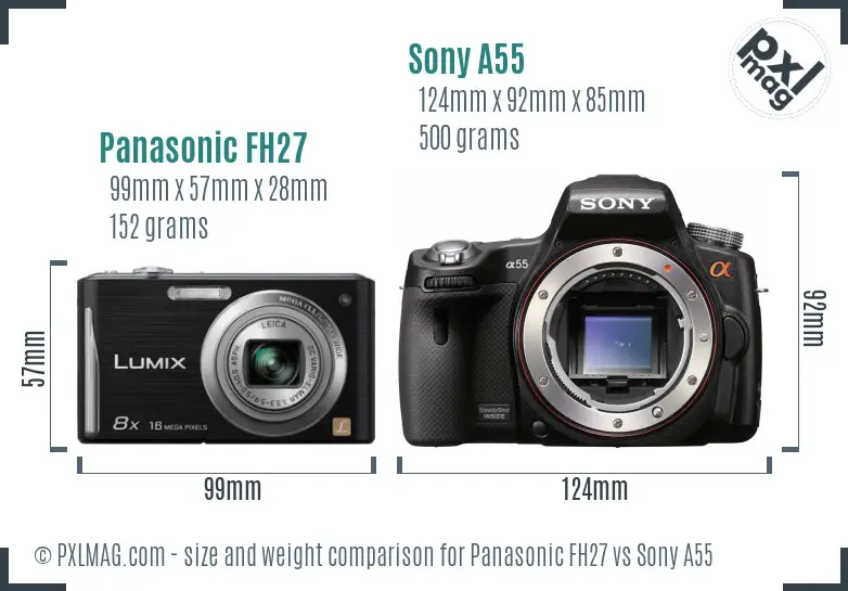 Panasonic FH27 vs Sony A55 size comparison