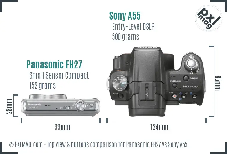 Panasonic FH27 vs Sony A55 top view buttons comparison