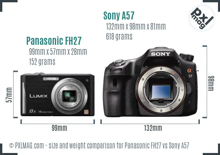 Panasonic FH27 vs Sony A57 size comparison
