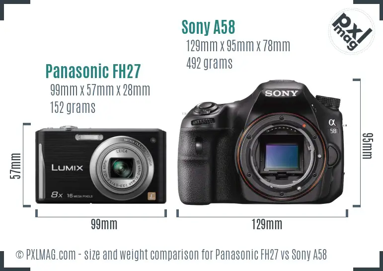 Panasonic FH27 vs Sony A58 size comparison