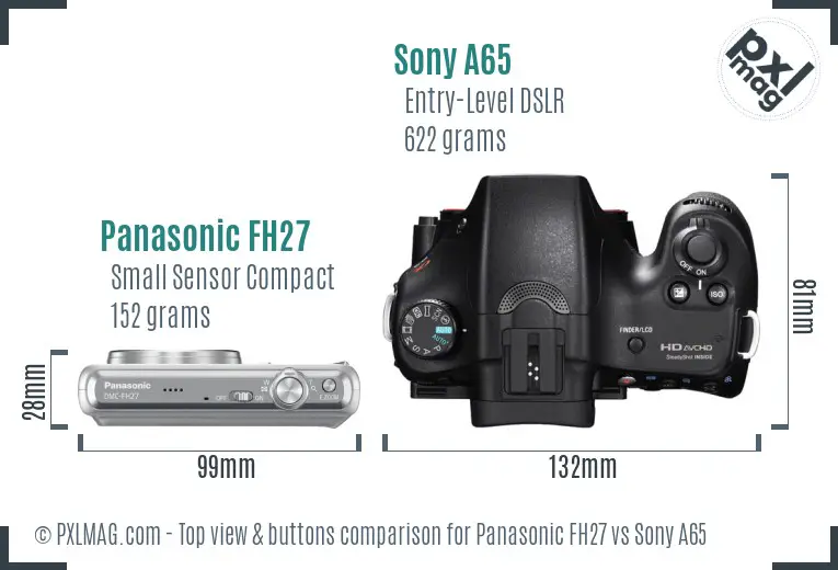 Panasonic FH27 vs Sony A65 top view buttons comparison
