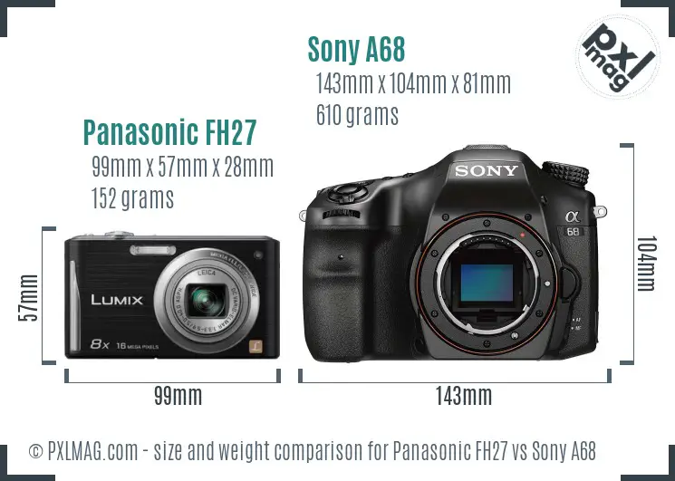 Panasonic FH27 vs Sony A68 size comparison